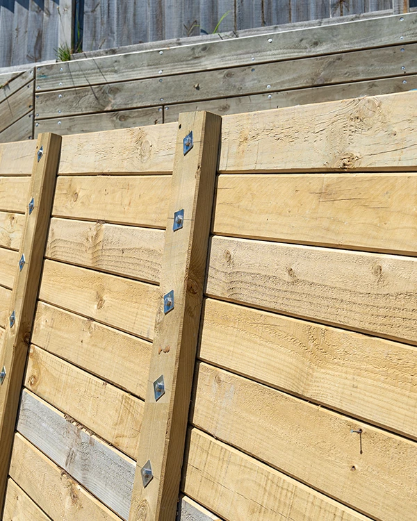 Close up on retaining wall showing high quality build and attention to detail
